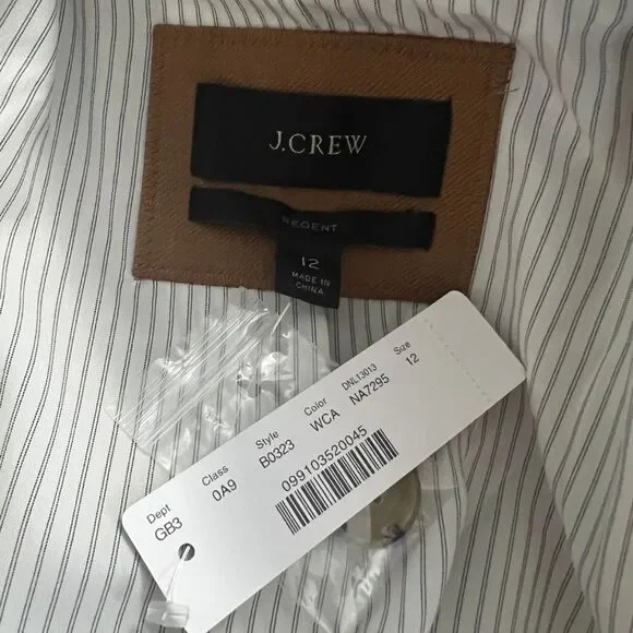 J.Crew Camel Wool Blend Notched One Button Blazer Jacket Size 12 NWT - Picture 6 of 9